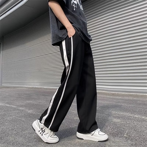春季新款男士宽松阔腿裤潮流直筒裤织带抽绳运动束脚长裤 KZ25图片