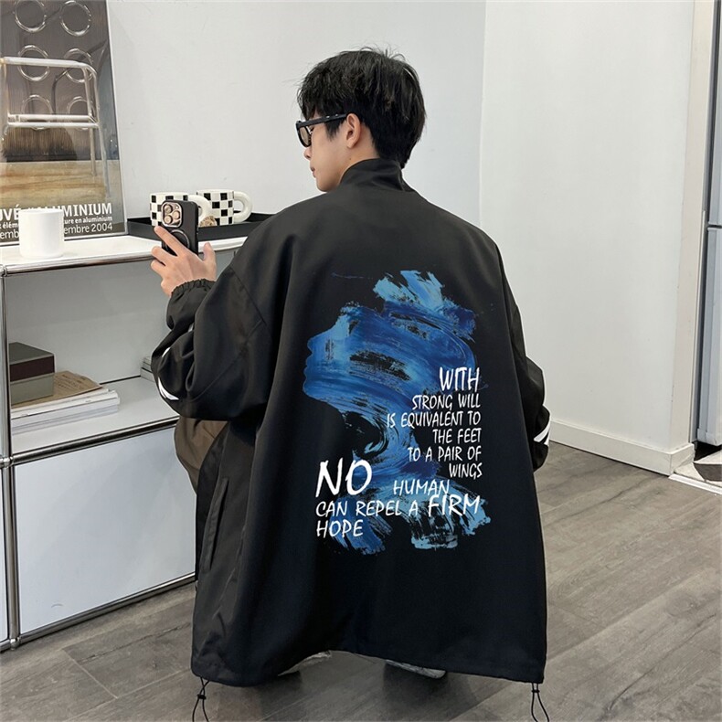 电商DSA028-JKHP1049 P60 100聚酯 新款港风条纹工装夹克男控88图片