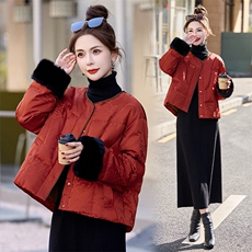短款羽绒服女2024冬季新款今年流行新中式国风妈妈洋气红色厚外套，女装羽绒服，依如秀(原杭风阁)