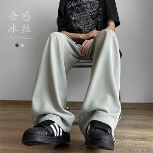 X2398-TP3558 夏季港风2025薄款宽松垂感冰丝休闲运动裤子男图片