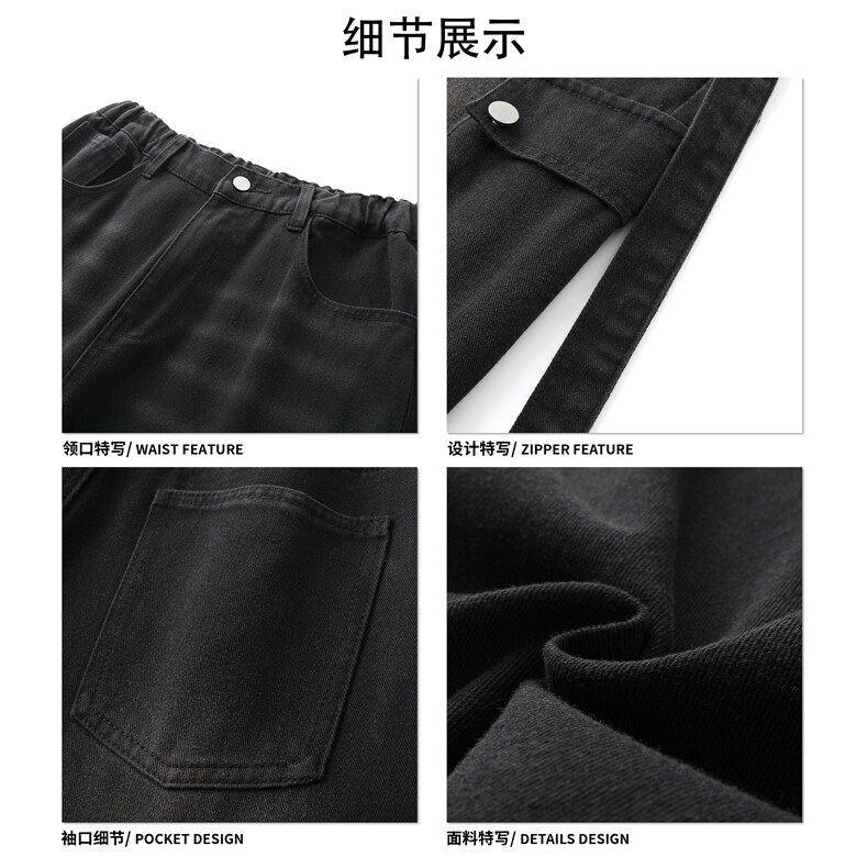 美式复古格纹腰带工装裤水洗大口袋经典牛仔宽松阔腿裤K936TP60,男装工装外套,电商A102B