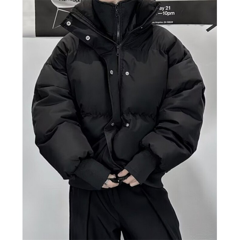 新款韩版假两件棉服男痞帅黑色加绒加厚立领棉衣休闲外套MC440,男装棉衣,星座1116A（原606A-3）