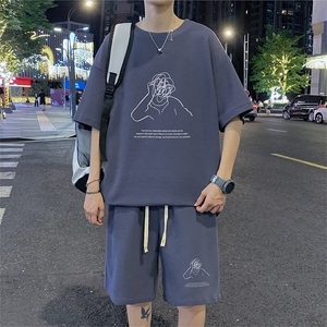 ！2024夏季新款青少年华夫格短袖学生T恤套装HTZ60P50图片
