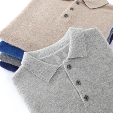 男士翻领长袖精纺衫商务休闲男装打底针织衫保暖内搭薄款毛衣，男装休闲套装，恒标羊绒