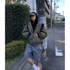 美式飞行夹克男款廓形短款冲锋外套立领教练棒球服MY8307，男装夹克，星座208-5