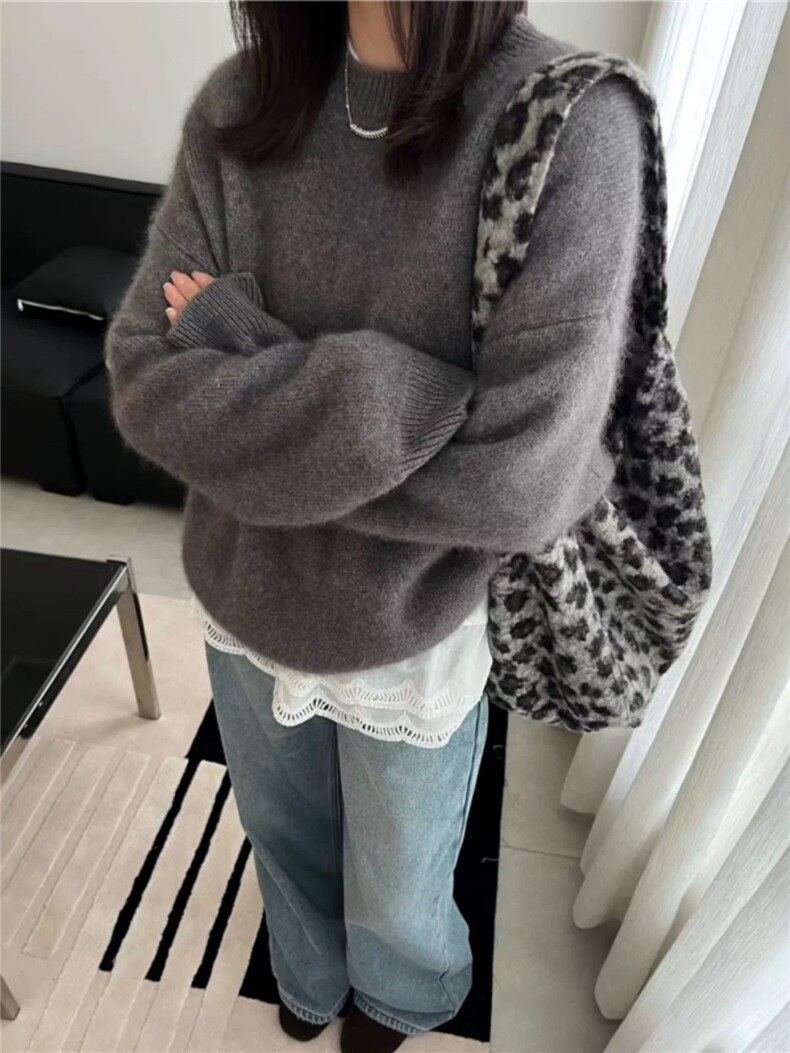 打底衫女2024新款内搭显瘦软糯百搭纯色针织衫,女装羊毛衫,圣旺供货