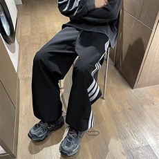 韩版潮流oversize撞色条纹休闲裤男女秋季宽松学生运动抽绳阔腿裤，男装休闲裤，星座601-2