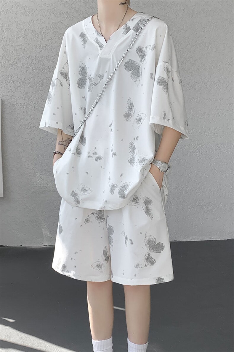 TZ786-特批55控98夏季新款扎染冰丝速干大码短袖短裤T恤套装,男装牛仔裤,电商A059