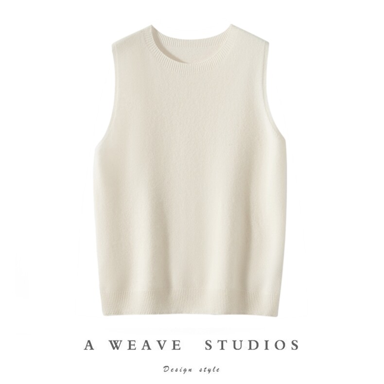 秋冬季新款舒适时尚百搭女士一线无袖圆领羊绒衫，女装马甲，泰盈纯羊绒