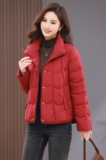 2024年秋冬季新款潮韩版休闲百搭立领白鸭绒羽绒服女士短外套保暖，女装羽绒服，简韵佳