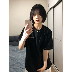 万针全刺绣工艺 高品质260克双纱纯棉美式高街短袖T恤 特P33图片