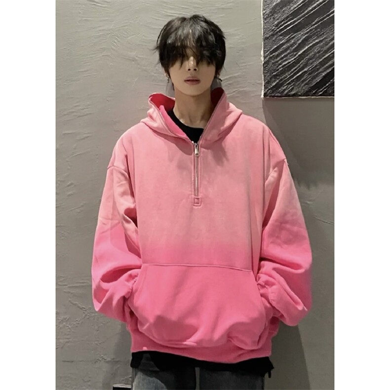 网图现货何秋亊同款渐变色卫衣设计感拉链连帽外套WY888-P65,女装短外套,星座1213