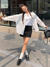 白色衬衣女秋季新款刺绣衬衫外套女百搭宽松休闲上衣，女装衬衫，梦懿尔