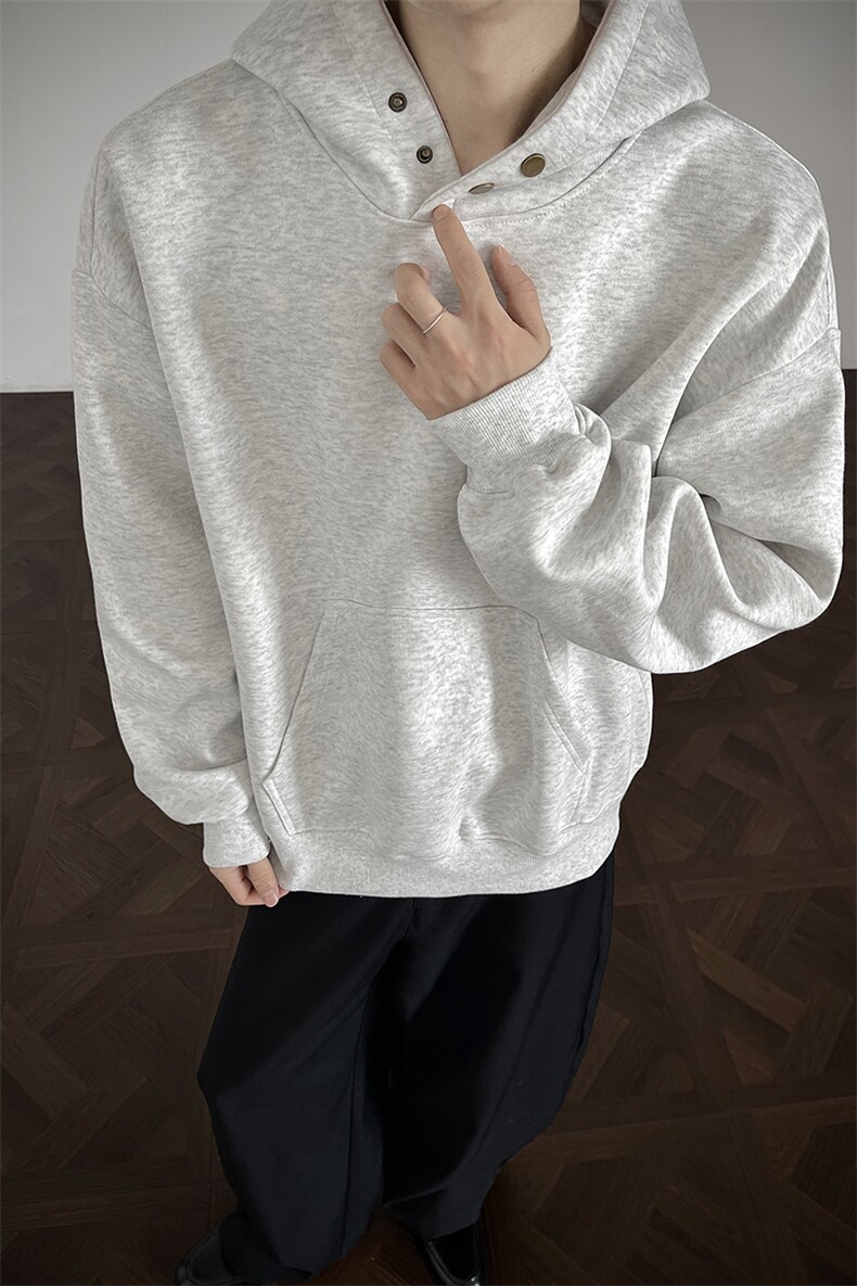 重磅500克双排扣连帽卫衣纯色宽加绒奥粒绒外套上衣RH5343JR-P57,女装短外套,星座610B-1
