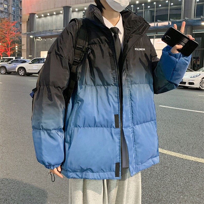 2023新款渐变加厚棉衣宽松外套冬季棉服外立领复古W6191-P88,男装棉衣,星座512-2