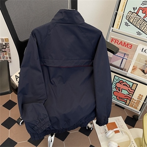 撞色立领棒球夹克男休闲教练服外套宽松设计感上衣潮6802 P56图片