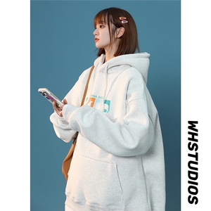 2026春季新款假两件韩版中性连帽百搭宽松卫衣女A422-1-WY002-P65图片