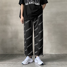 2023新款男士直筒宽松抽绳印花字母潮卫裤休闲长裤男K1177-P32，男装休闲裤，星座512-2