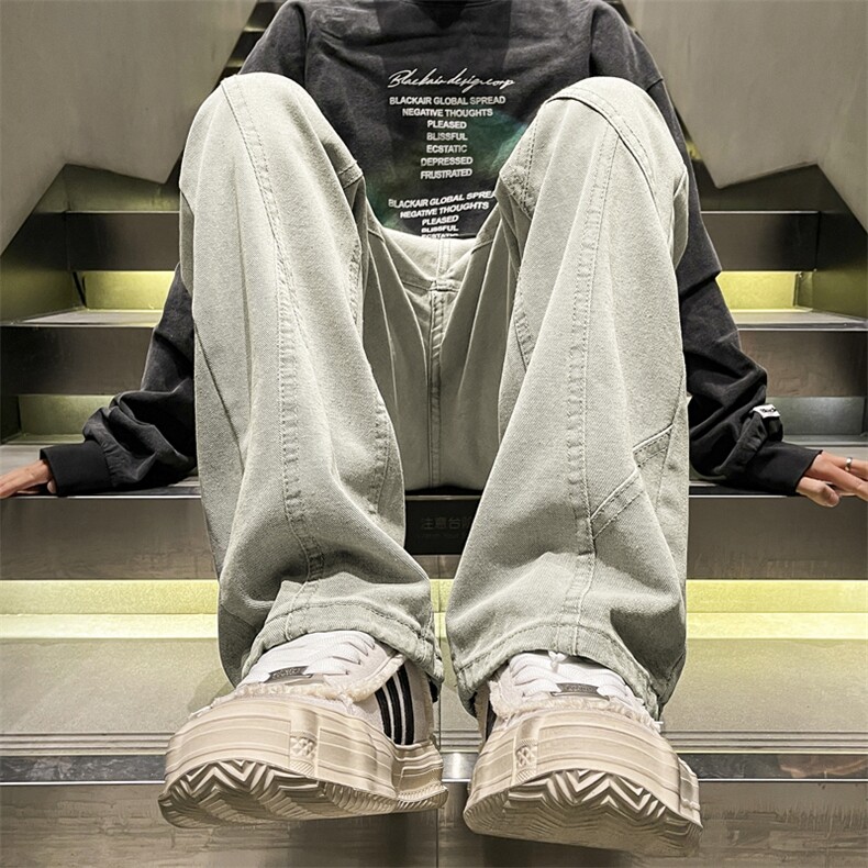 百搭泥巴黄微喇牛仔裤男美式hiphop水洗复古牛仔裤K790-特批45,男装牛仔裤,星座718-1