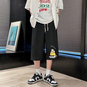 QK72090-P25冰丝七分裤男大码速干短裤男五分裤 港风图片