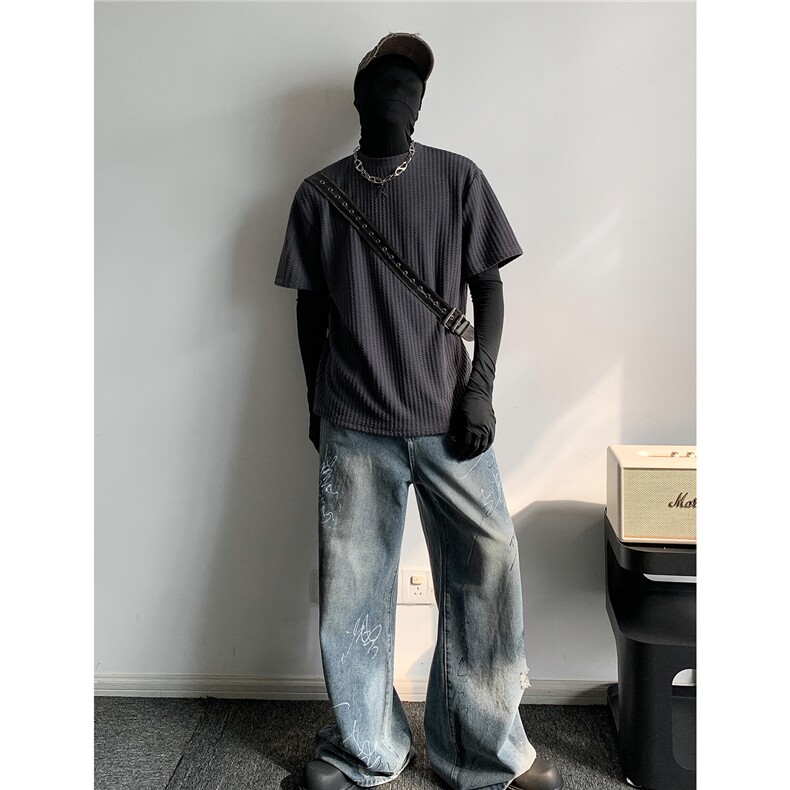 主推25夏季肌理感短袖T恤男装半袖打底衫夏装青少年体恤S402特P23图片
