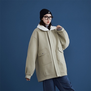 TP98N58毛呢羊羔毛棉服加绒加厚OVERSIZE韩版宽松上衣外套图片