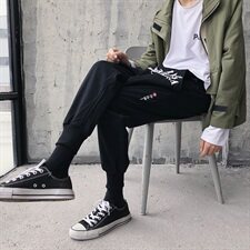 国潮中文刺绣束脚工装裤男嘻哈街头休闲裤N016-P35，男装休闲裤，星座1501