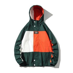2021秋季新日系大码潮流连帽夹克宽松撞色拼接外套男J975-P75图片