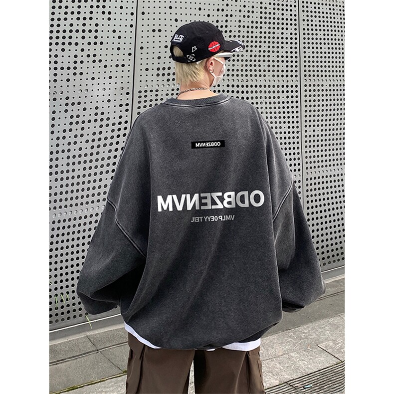 得物抖音高品质二开 360克重磅做旧炒雪花纯色圆领水洗卫衣 1504图片