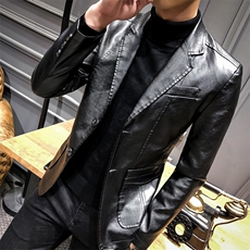 X812-P95青年男士休闲时尚皮衣韩版潮流小西装pu皮西服男修身外套，男装皮衣，电商D310（原电商305）