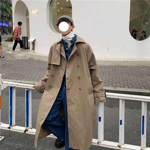 1港风休闲中长款风衣大码M-5XL潮流帅气英伦风男外套7668P90控118图片
