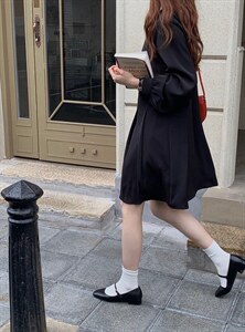 春季新品·韩风压褶连衣裙图片
