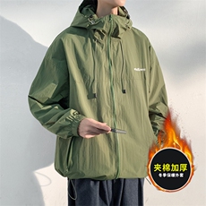 冬季加绒加厚连帽棉衣保暖百搭棉服外套宽松潮流冲锋衣男JK280P95，男装棉衣，电商A086