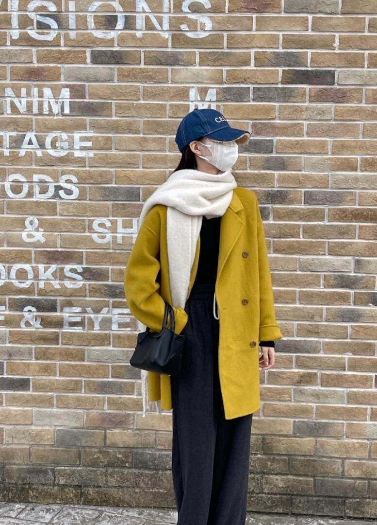 秋冬新款韩版中长款6粒扣羊绒大衣，其它，HJ