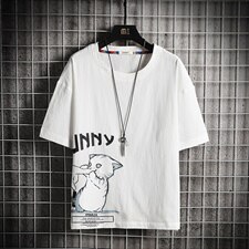 2021夏季新日系网格风大码男棉麻短袖亚麻风印花T恤T1002-P30，男装T恤，电商A001