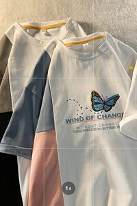 新款港风短袖t恤印花蝴蝶图潮牌上衣TC3110-P27图片