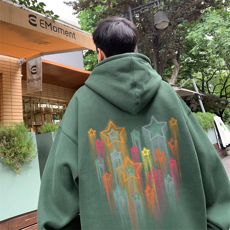 酒红色流星重磅痞帅硬挺秋季连帽卫衣男oversize潮牌美式高街国潮,男装卫衣,电商B371