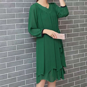 大码女装200斤胖mm夏天宽松显瘦中长款加肥加大妈妈装雪纺连衣裙图片