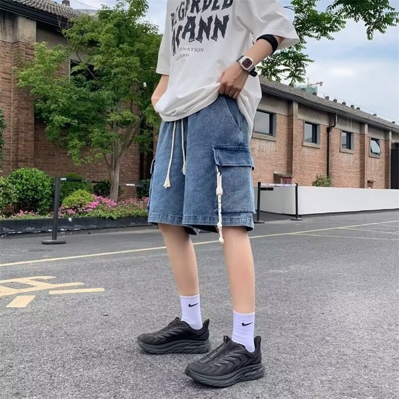 工装牛仔短裤男夏季潮牌痞帅2026新款五分中裤1001-1-D775-P38图片