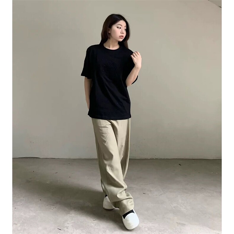 春夏美式高街褶皱休闲裤男女西裤直筒垂感裤子潮牌百搭阔腿长裤子,男装西裤,电商A486