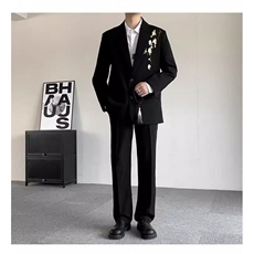 春季高定制立体刺绣轻奢西服外套男高级感痞帅歌手演出西装时尚潮，男装西服套装，星座410-6（原星座1304-1）