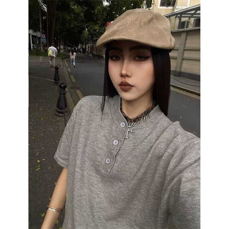 【有货】DJT05-特P32美式亨利领针织短袖男女情侣夏季宽松休闲,男装T恤,星座603-2