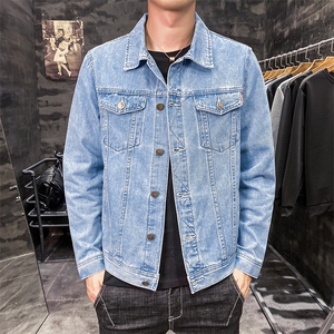店主风男士牛仔外套秋季新款韩版潮流秋装上衣夹克男装8118图片