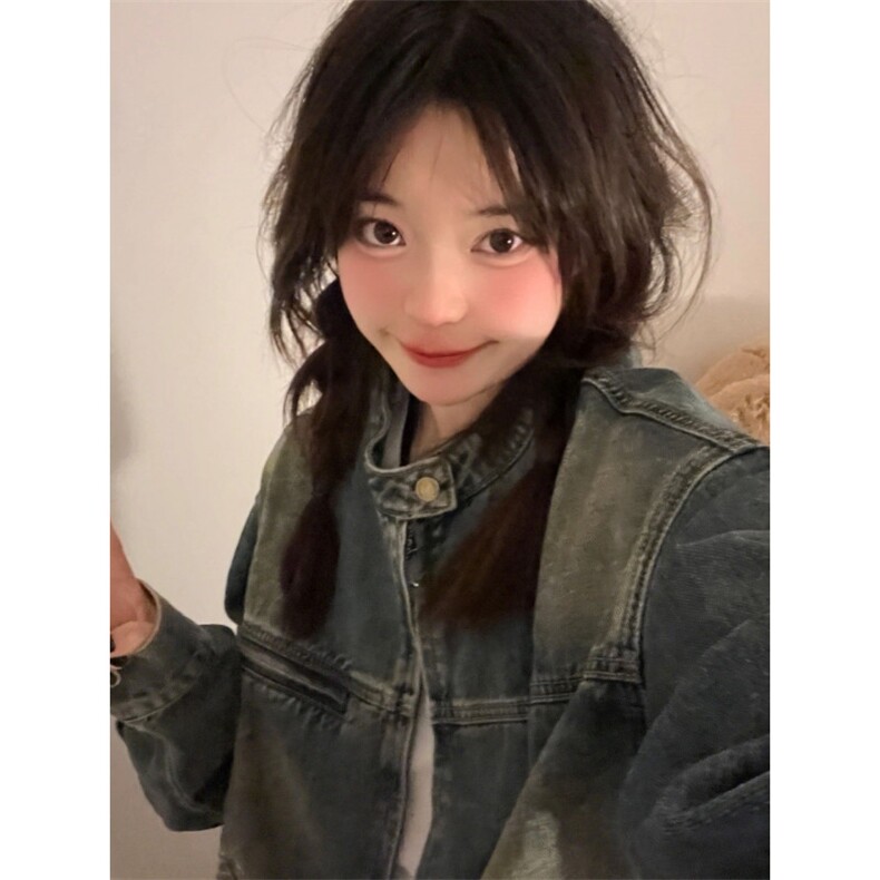 【有货】美式复古垫肩牛仔外套男女款高级感立领夹克JK05CC-特P68,男装夹克,星座1007（原301D）