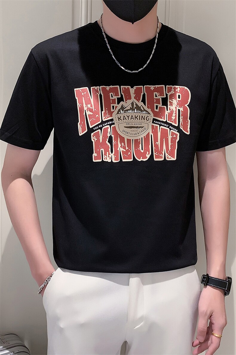 TX27-P38夏季T恤男短袖半截袖新款男装上衣痞青年半袖-黑2控58,男装T恤,电商D327