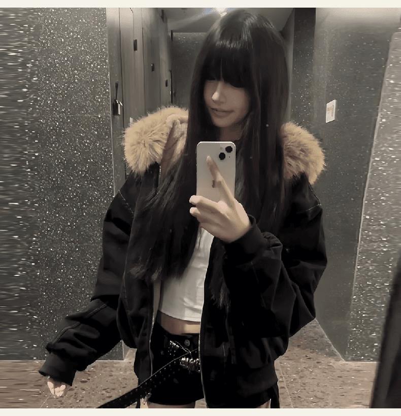 现货重磅boxy短款棉衣座山雕大毛毛领男女棉服水洗工装厚外套,男装棉衣,电商A486