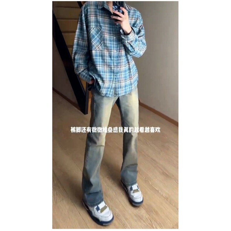 B221 美式ins高街暗黑小众修身微喇牛仔裤 LK24168-P60 控78图片