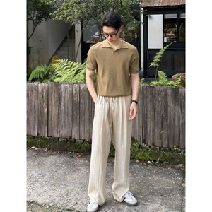 亚麻直筒休闲裤男士阔腿裤韩系通勤cleanfit穿搭特P45图片