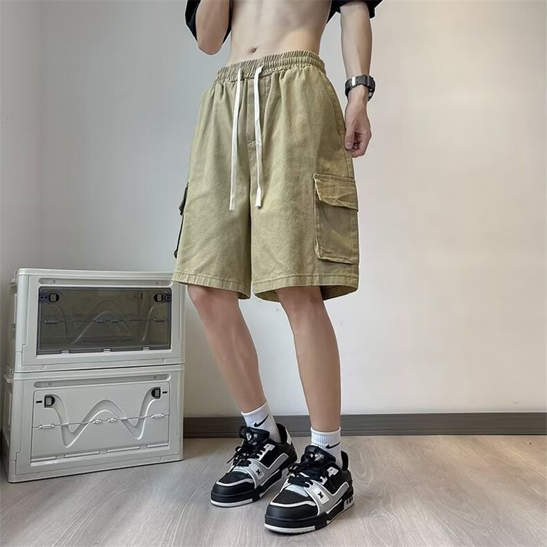 短裤男士夏季新款潮牌宽松直筒设计感休闲裤五分中裤子DK0061-P37,男装休闲裤,星座308B-1