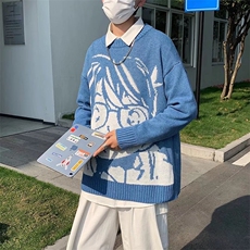 卡通印花卫衣男春秋ins潮流港风情侣套头圆领M2P40，男装针织衫/毛衣，星座1116-2